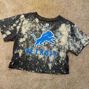 Homemade Distressed/Cropped/Cutout/Bleached Women’s Game Day Shirt Detroit Lions
